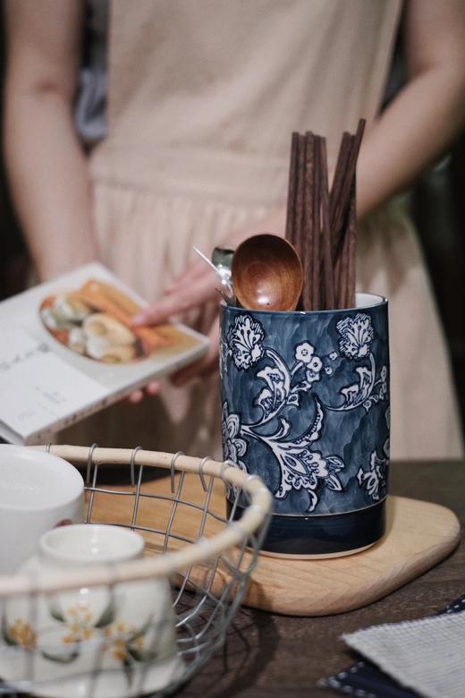 【分体式手绘青花陶瓷收纳筒】细腻手绘青花与贴心沥水设计的完美融合WD 商品图5