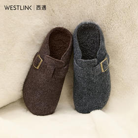 西遇保暖内增高毛毛勃肯鞋女冬季外穿厚底半拖一脚蹬穆勒鞋子V0057364