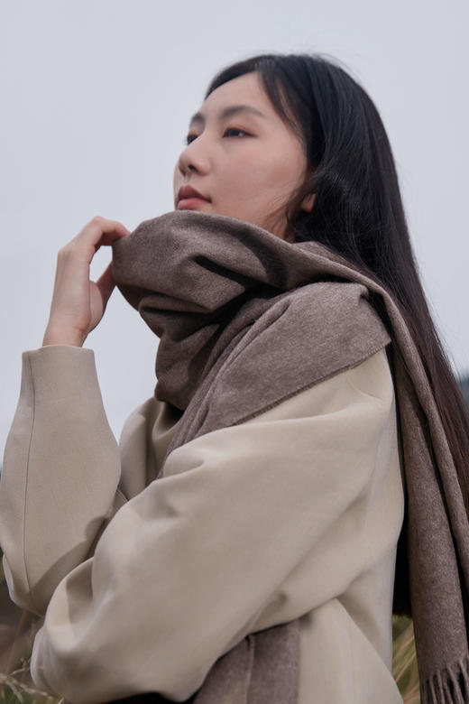 饮水鸟秋冬藏地祥纹34牦牛绒羊毛针织三角巾围巾钉珠保暖披肩围脖 商品图3