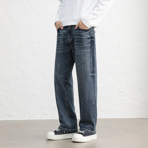 GXG男装25秋季时尚百搭休闲简约五袋款日常通勤男式直筒牛仔裤K&C 商品图1