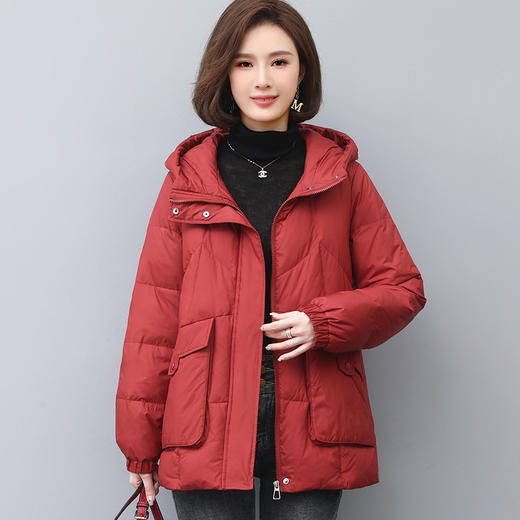 丁摩 休闲大码休闲连帽羽绒服女新款冬季女中长款羽绒外套洋气5ZF-363220 商品图2