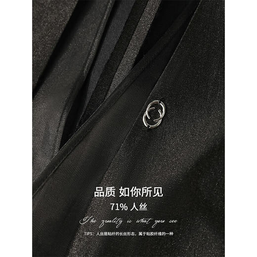 COCOBELLA设计感拼接人丝无领西装女早秋通勤休闲气质外套SI533B 商品图3