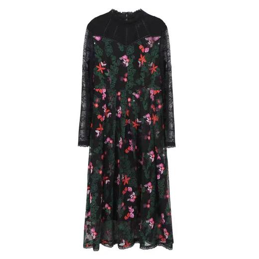 「断码清仓」秋冬款蕾丝镂空重工刺绣连衣裙 L码 ZFYY209 商品图4