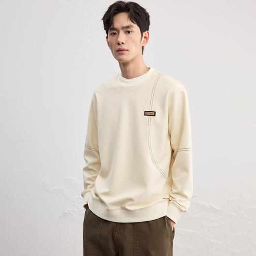 GXG男装【肌理质感】25秋季简约百搭运动宽松休闲男式圆领卫衣K&C 商品图10