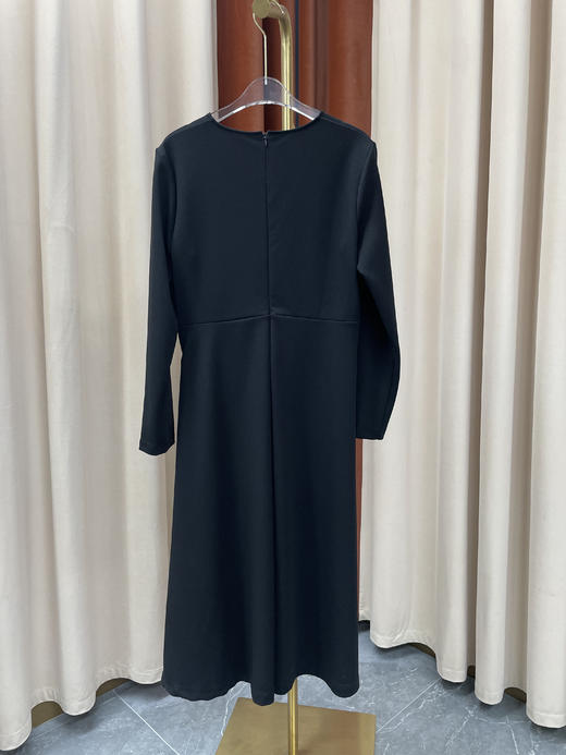 「断码清仓」黑色V领扭结垂坠感雪纺连衣裙 L码 ZFYY205 商品图2