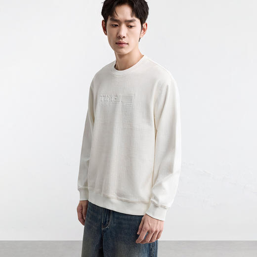 GXG男装25秋季简约纯色百搭运动休闲日常通勤宽松男式圆领卫衣K&C 商品图2