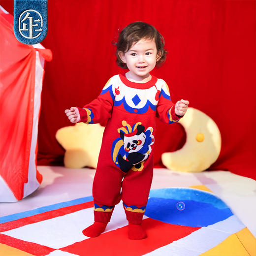 年衣童装儿童连体衣爬服冬款宝宝新年装男女童中式衣王牌盼达连体毛衣 商品图2