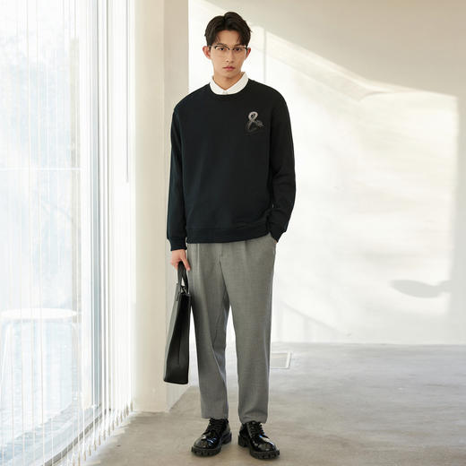 GXG男装【时尚绣花】春季个性潮流男款圆领百搭长袖卫衣K&C 商品图3