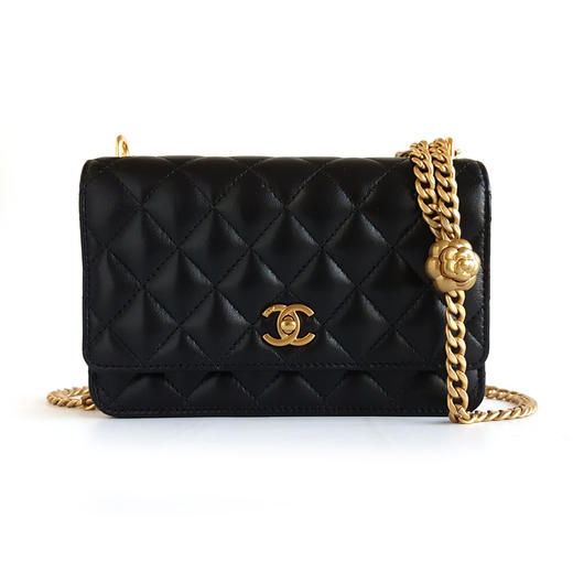 【全新】CHANEL香奈儿AP3297 B10716 94305 25P黑金羊皮山茶花金球调节扣woc链条包单肩包女士121225NJS05 商品图0