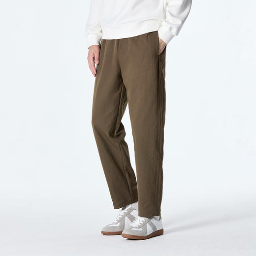 GXG男装秋季时尚简约纯色舒适松紧腰头直筒裤男式系绳休闲长裤K&C 商品图13
