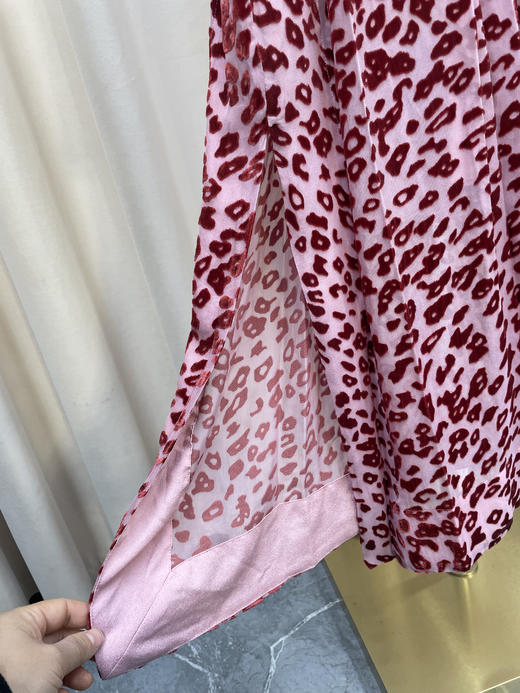 「断码清仓」粉紫半高领复古港风气质长袖豹纹裙 L码 ZFYY183 商品图1
