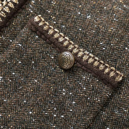 「高货wl」全新升级【铂金会员413/天猫559/差价146】(99031)洛诗琳2025秋冬金线人字纹羊毛呢外套高腰阔腿短裤两件套 商品图2