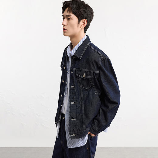 GXG男装25冬季简约翻领通勤百搭休闲外套日常户外男式牛仔夹克K&C 商品图1