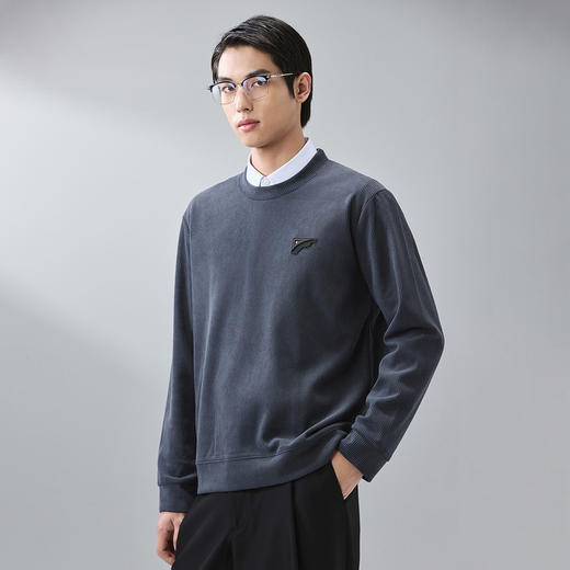 GXG男装【肌理面料】25春季简约纯色圆领休闲打底衫男式长袖卫衣K&C 商品图4