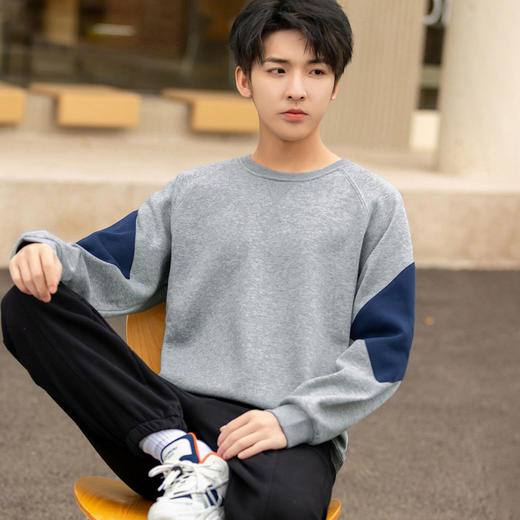 GXG男装秋季时尚撞色拼接运动休闲男式圆领长袖卫衣K&C 商品图8