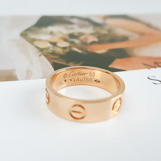 【95新】Cartier卡地亚LOVE系列B4084853 18K玫瑰金宽版无钻LOVE戒指53号、宽度5.3mm中性款031225NJS05 商品图4