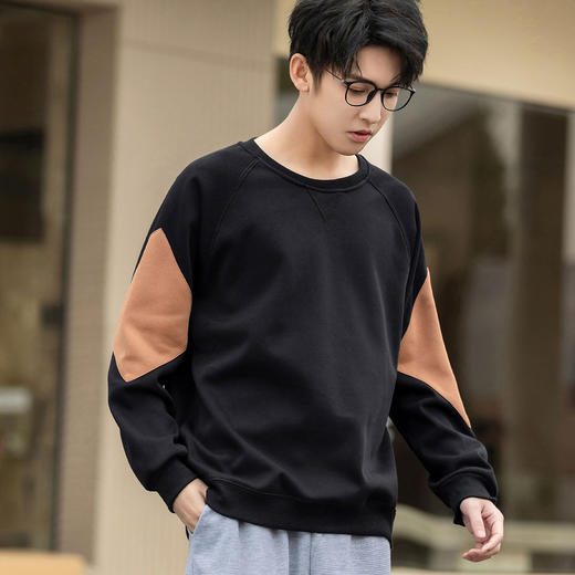 GXG男装秋季时尚撞色拼接运动休闲男式圆领长袖卫衣K&C 商品图3