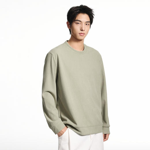 GXG男装【细腻亲肤】秋季时尚简约罗纹肌理圆领男式休闲卫衣K&C 商品图1