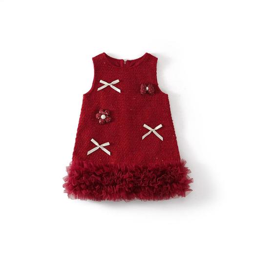 Hania2026年新年 女宝宝新年周岁生日礼服新款中小童红色洋气背心裙90-140★ 商品图5