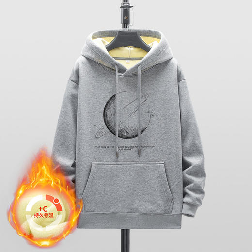 GXG男装【加绒保暖】冬季时尚潮牌宽松舒适休闲男式连帽卫衣K&C 商品图3