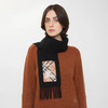 BURBERRY 巴宝莉 女士马术骑士徽标格子标签羊绒围巾 黑色 8116107 A1189 商品缩略图3