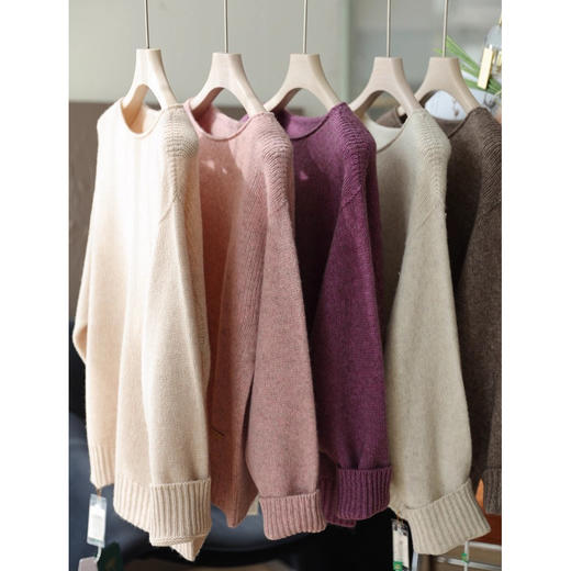 珍贵牦牛绒！2025藏地软黄金260g加厚保暖卷边一字圆领羊毛毛衣女秋冬 商品图4