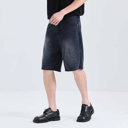 GXG男装【莱赛尔】25夏季舒适松紧腰牛仔休闲男式五分短裤K&C 商品图1