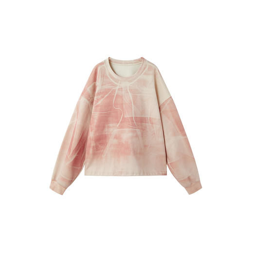 谜底圆领卫衣长袖2026年春季新品樱花粉印花亲肤柔软女261MV0258 商品图4