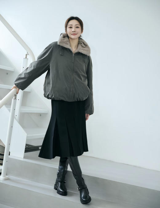 edition两穿毛领派克服外套121506 商品图3