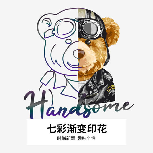 GXG男装【渐变小熊印花】秋季时尚百搭男士圆领卫衣纯棉休闲长袖K&C 商品图6