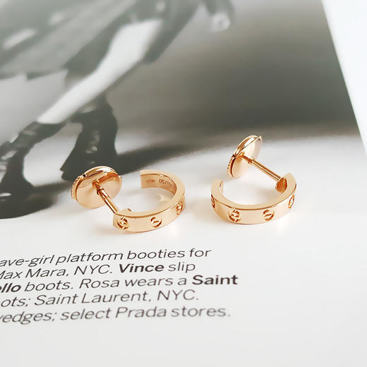 【95新】Cartier卡地亚LOVE系列B8029000小号玫瑰金LOVE圈形耳环宽度2.6mm女士031225NJS20 商品图3