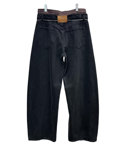 男款双腰拼接牛仔裤长裤he002 商品图1