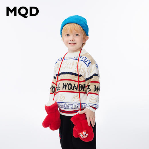【秒】【MQD】男童冬季时尚满版提花拼接半高领针织衫 商品图1