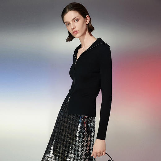 EITIE爱特爱春季新款洋气修身针织衫上衣7701403 商品图7