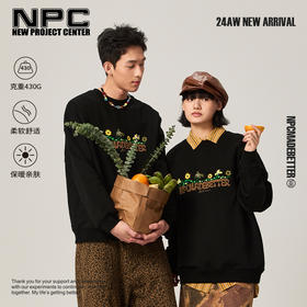 NPC潮牌重磅430G刺绣小花圆领卫衣男潮流百搭秋新款套头NP47ST21