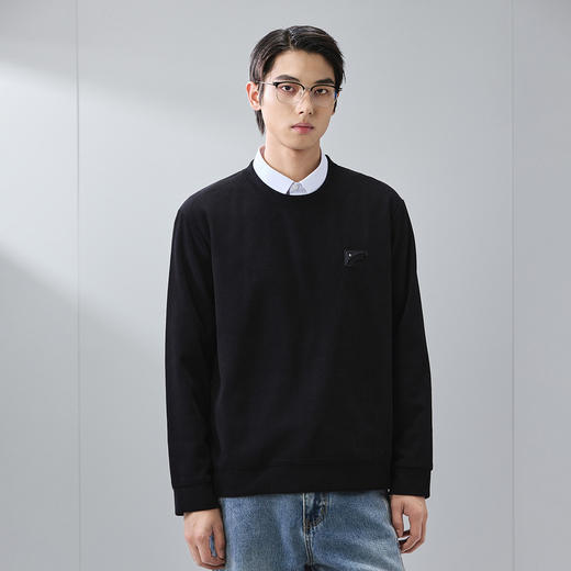 GXG男装【肌理面料】25春季简约纯色圆领休闲打底衫男式长袖卫衣K&C 商品图8