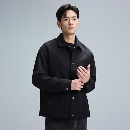GXG男装【斜纹肌理】25秋季经典简约翻领通勤休闲男式夹克K&C 商品图3