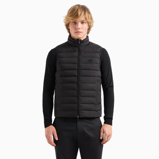 【一】EMPORIO ARMANI 阿玛尼 男士鹰形徽标贴片绗缝尼龙无袖全拉链羽绒服 黑色 8N1BQ1 1NLRZ 0999 商品图1