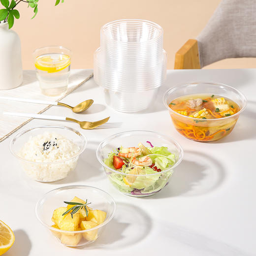 美丽雅晶透碗水晶航空碗一次性加厚圆形餐碗 商品图7