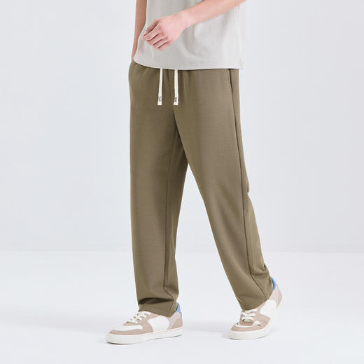 GXG男装25夏季时尚松紧腰系绳纯色百搭垂顺轻薄男式直筒休闲裤K&C 商品图6