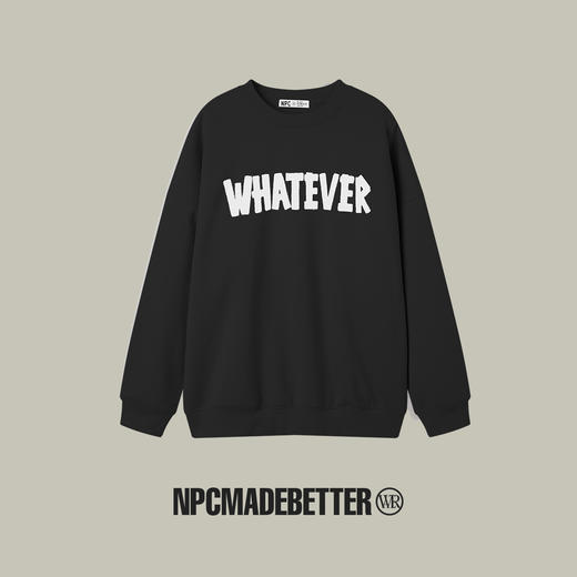 NPC潮牌胸前英文字母LOGO印花圆领卫衣加绒加厚阔版情侣NP39ST37 商品图1