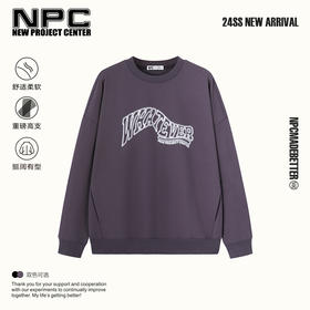 NPC潮牌高克重宽松立体字母印花休闲圆领卫衣男NP41ST21