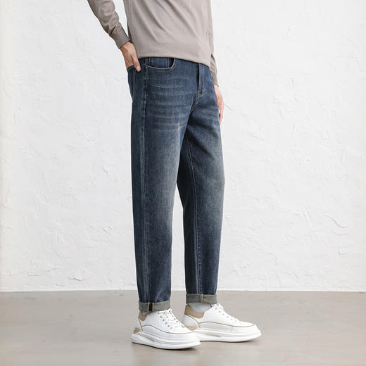 GXG男装25秋季时尚简约复古水洗日常通勤舒适直筒男士牛仔长裤K&C 商品图2