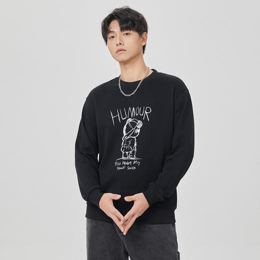 GXG男装春季卡通小熊印花男士百搭圆领时尚休闲长袖卫衣K&C 商品图1