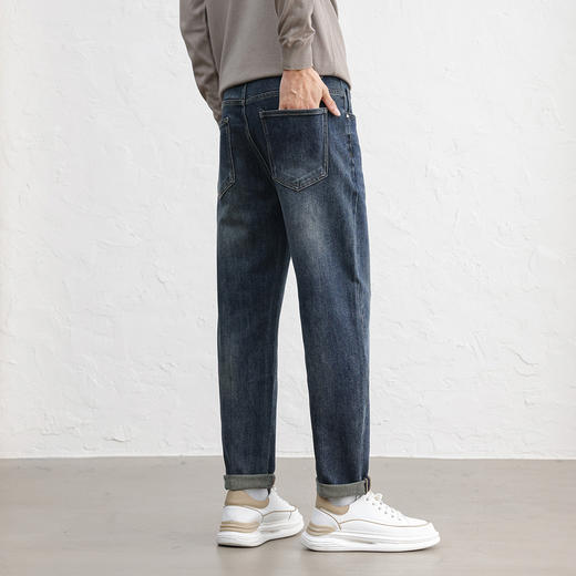 GXG男装25秋季时尚简约复古水洗日常通勤舒适直筒男士牛仔长裤K&C 商品图3
