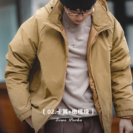 工装优选 日系复古白鸭绒羽绒服防风保暖轻便连帽外套防寒服男冬季 商品图4