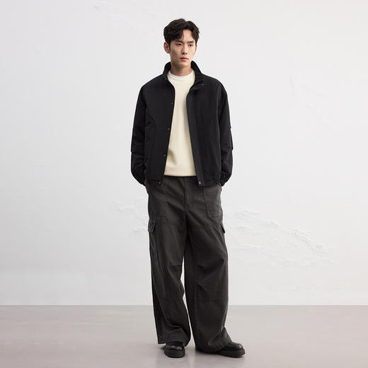 GXG男装25秋季时尚潮流简约纯色宽松休闲防风男式立领短款夹克K&C 商品图4