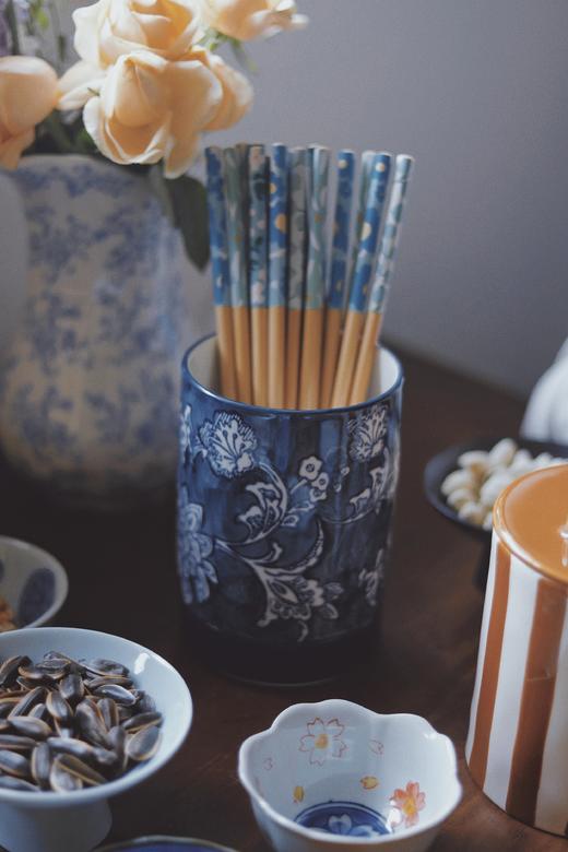 【分体式手绘青花陶瓷收纳筒】细腻手绘青花与贴心沥水设计的完美融合WD 商品图7