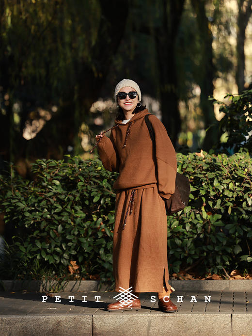 PETIT SCHAN小闪 CLO#997 Hazelnut 榛果 棉羊毛混纺罗纹连帽卫衣 商品图1