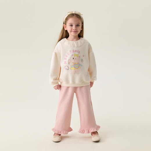 马克珍妮甜趣猫咪女童花边领卫衣宝宝套头衫2026年春装新款560075 商品图1